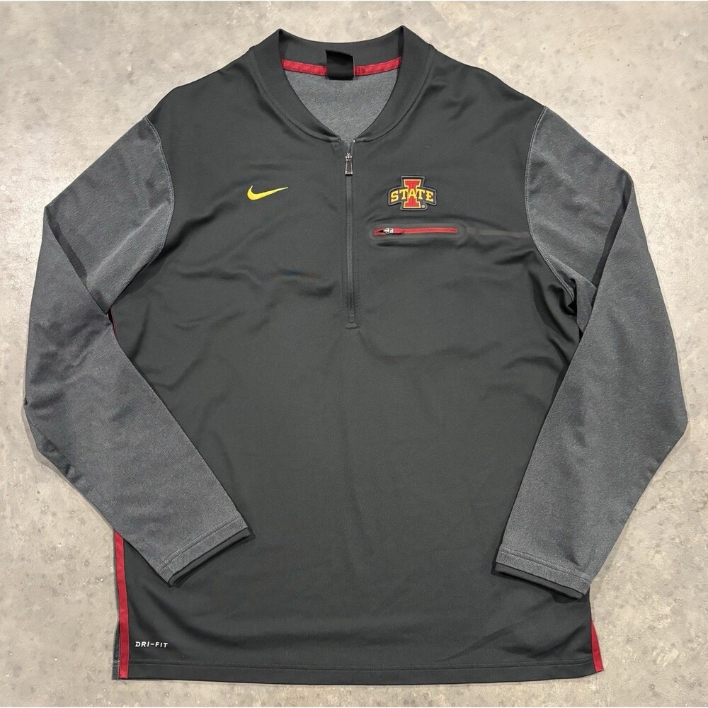 Nike Iowa State Cyclones 1/4 Zip Pullover Mens XL Gray On Field